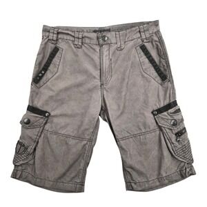 Affliction Black Premium Mens Grey Cargo Shorts Studded Y2K 10WS407 Size 31
